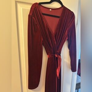 Red velour romper